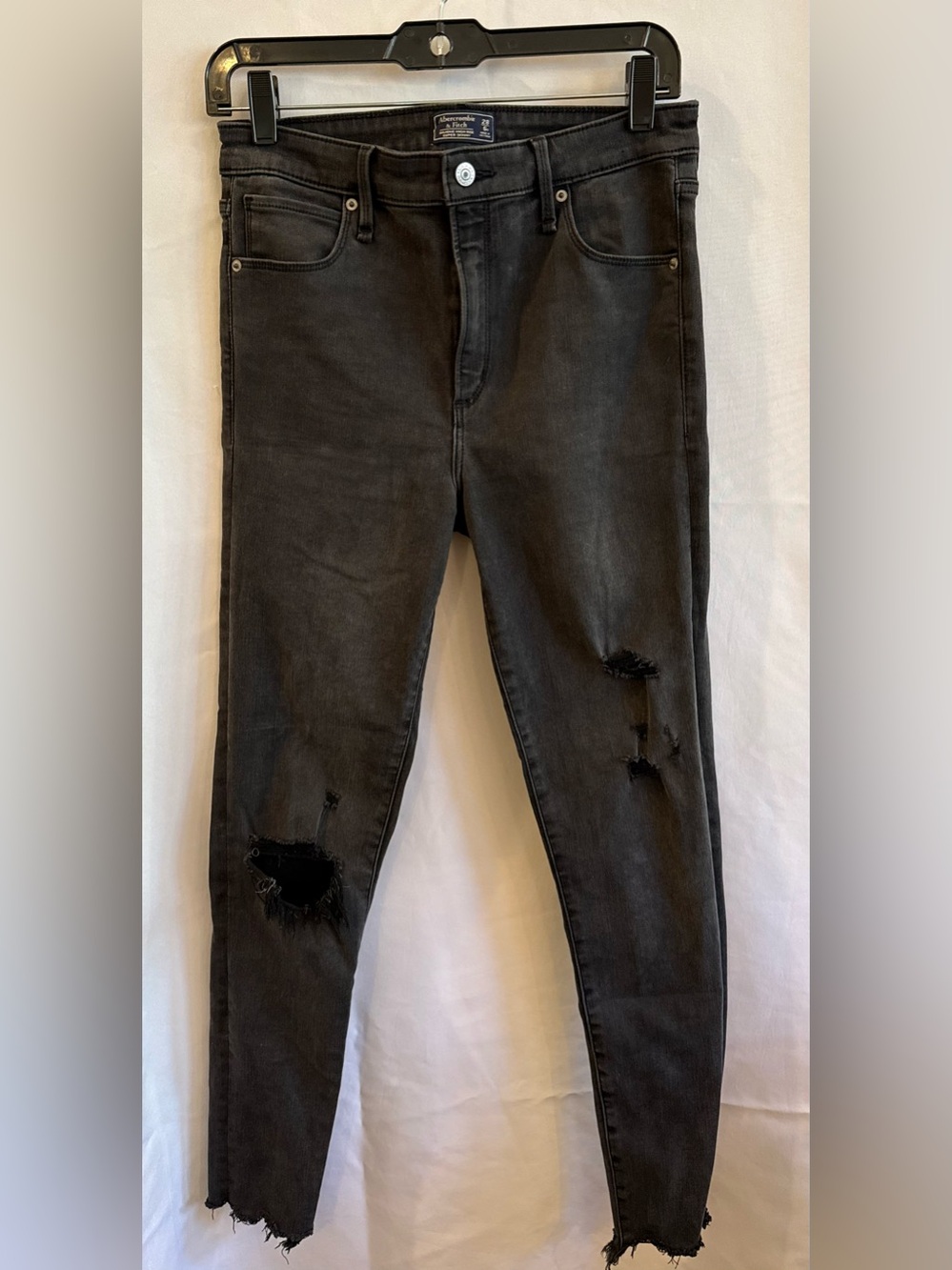 Abercrombie & Fitch Black Distressed Skinny Jeans